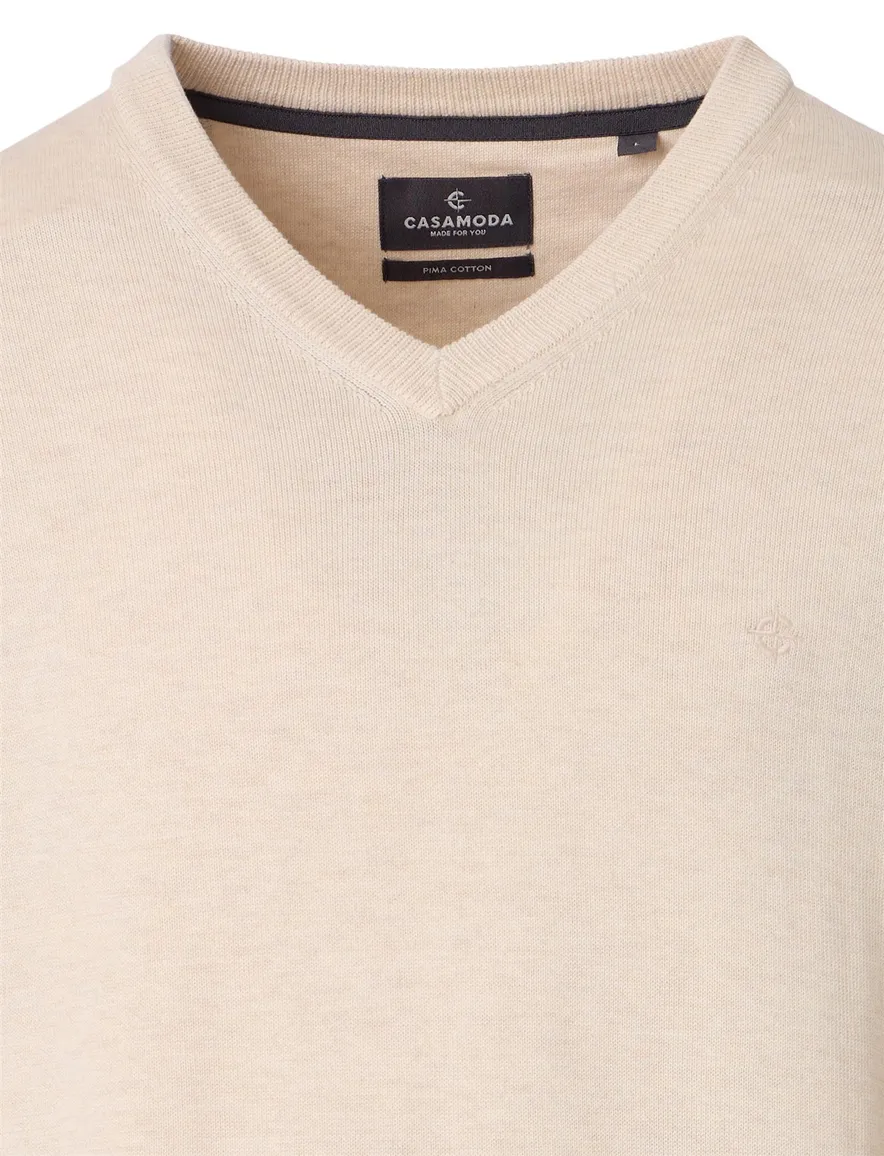 beige trui Casa Moda v-hals met boord