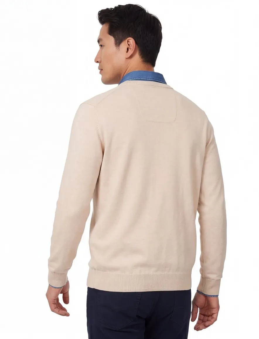 beige trui Casa Moda v-hals met boord