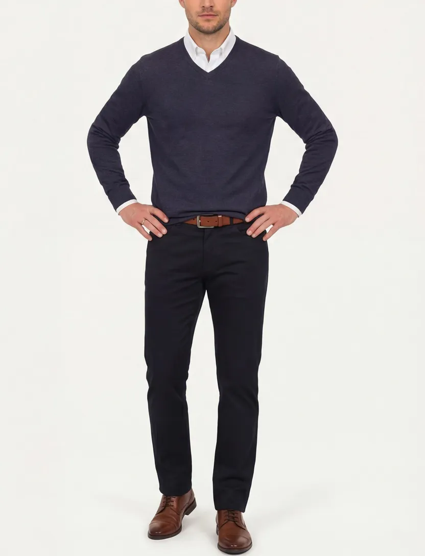 Donkerblauwe trui Casa Moda v-hals
