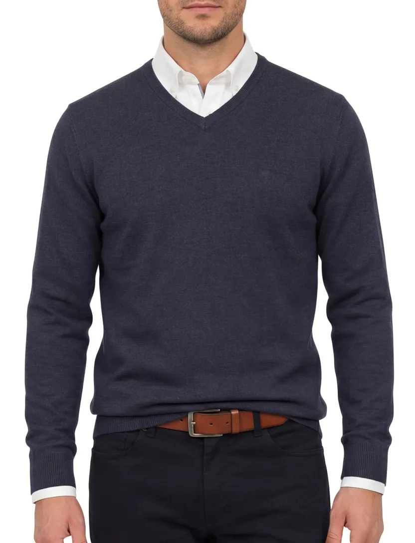 Donkerblauwe trui Casa Moda v-hals