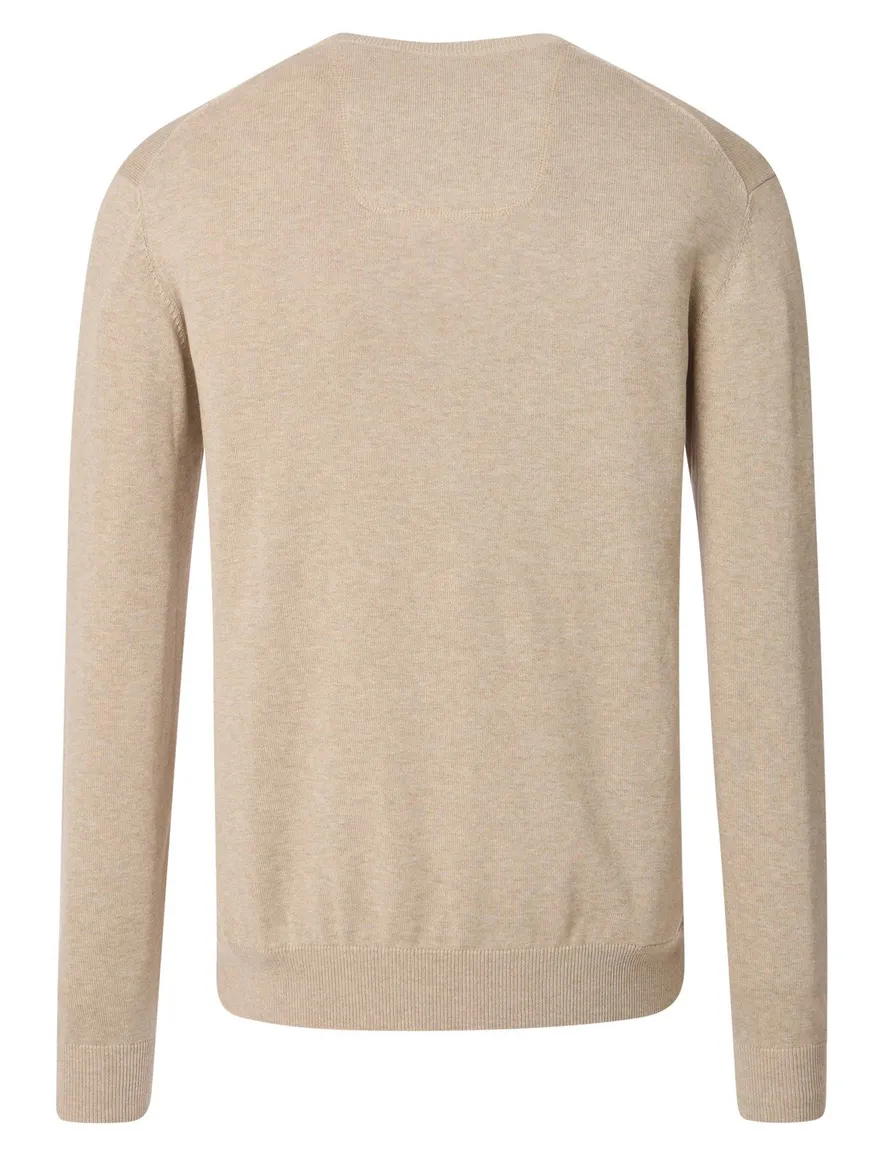 Casa Moda trui effen beige katoen wijde fit