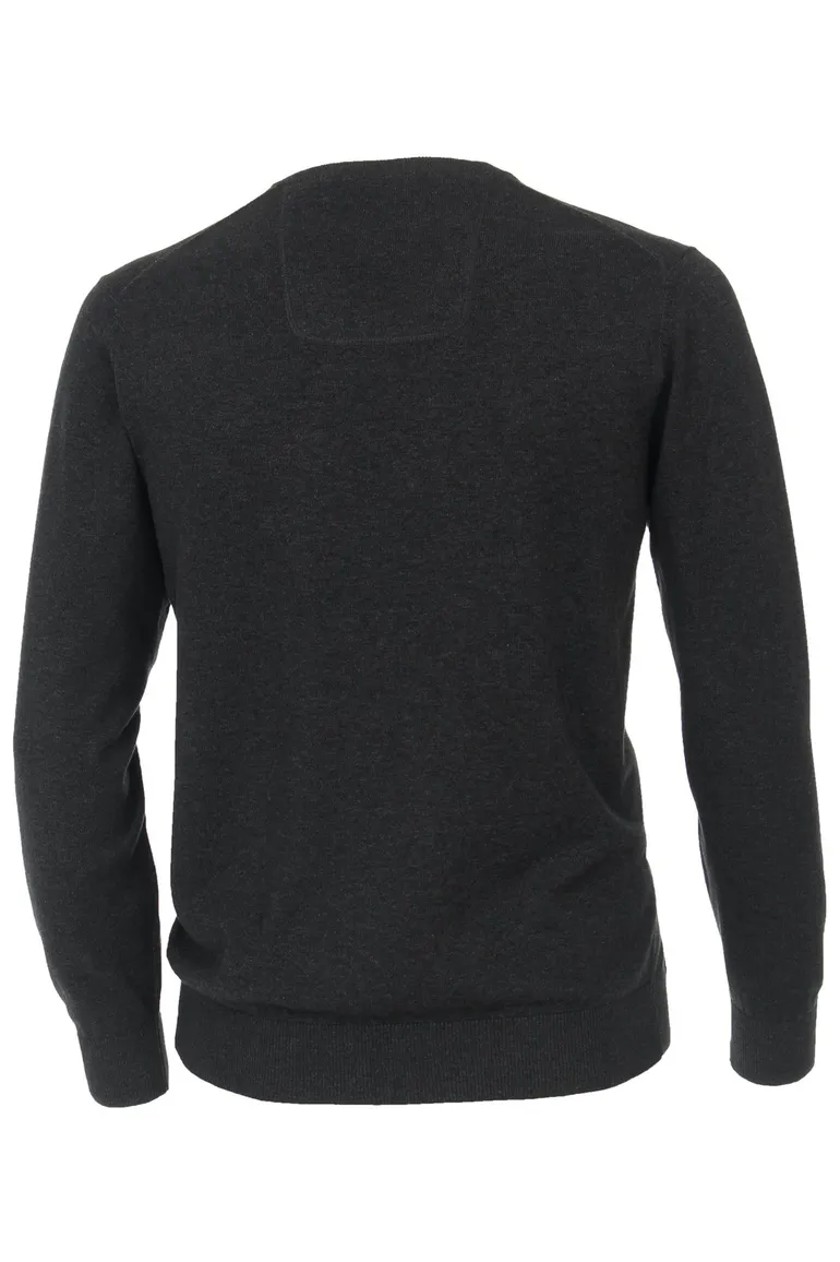 Gemeleerde v-hals trui Casa Moda antraciet