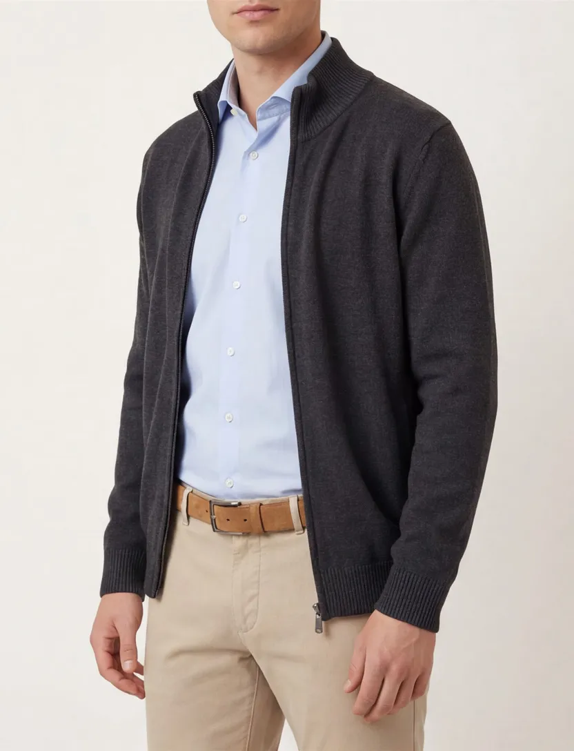 Casa Moda Vest antraciet wijde fit