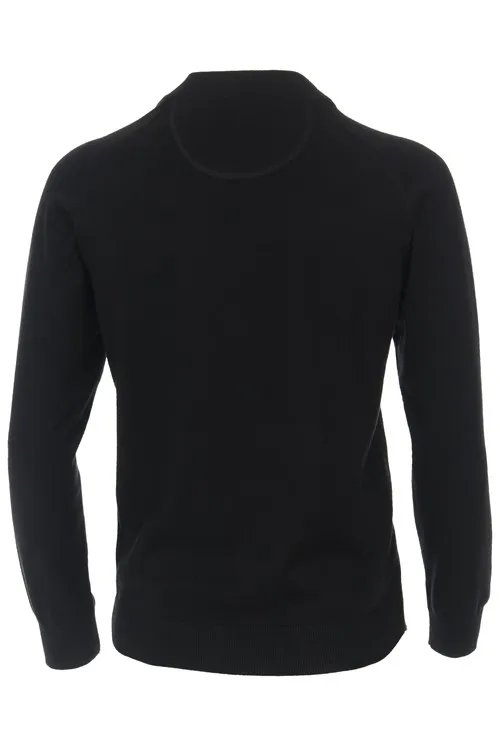 Casa Moda vest zwart uni met rits wijde fit