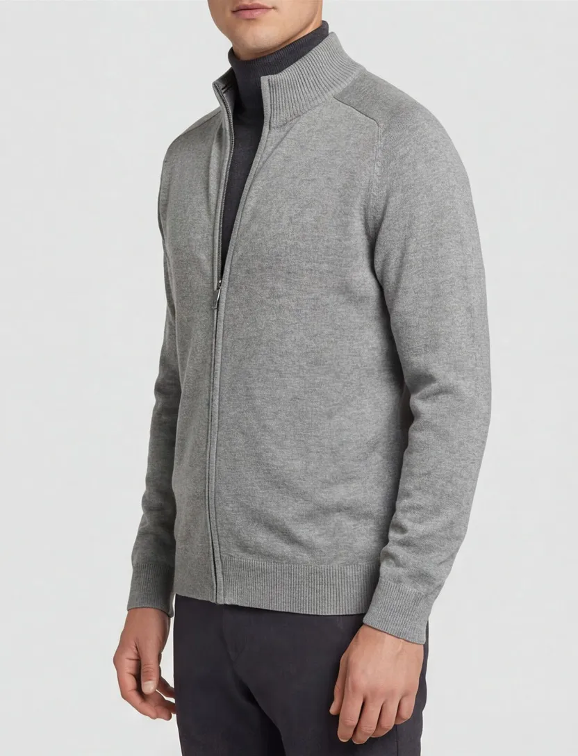Casa Moda Vest grijs uni met rits wijde fit