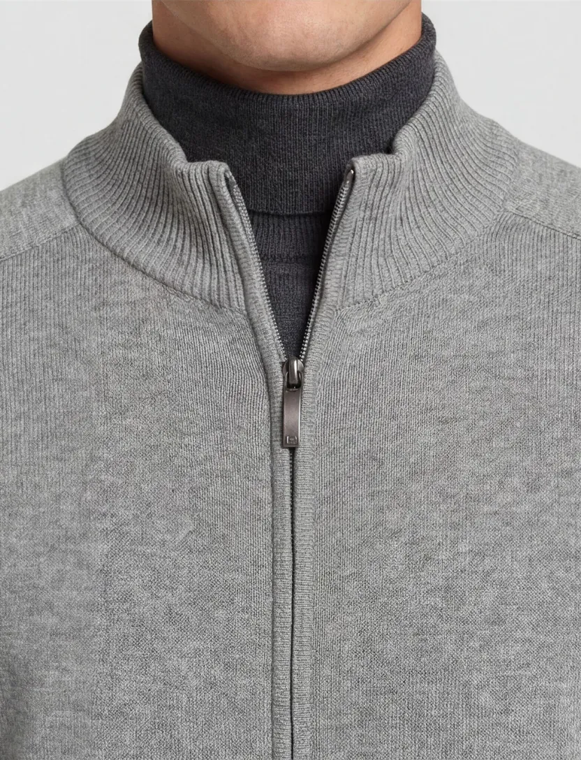Casa Moda Vest grijs uni met rits wijde fit