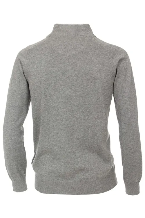 Casa Moda Vest grijs uni met rits wijde fit