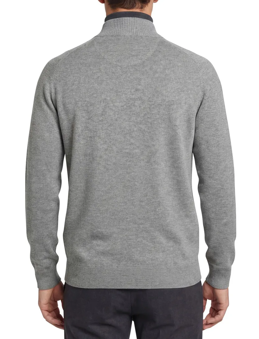 Casa Moda Vest grijs uni met rits wijde fit