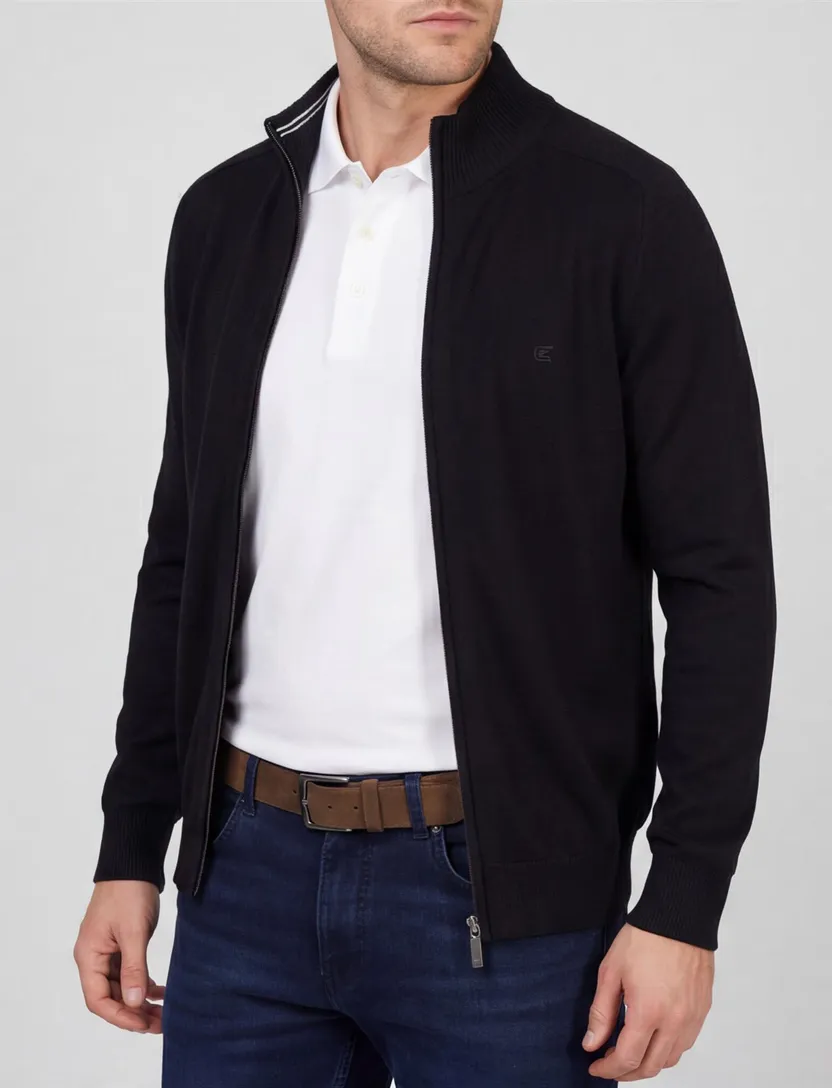 Casa Moda Vest zwart wijde fit