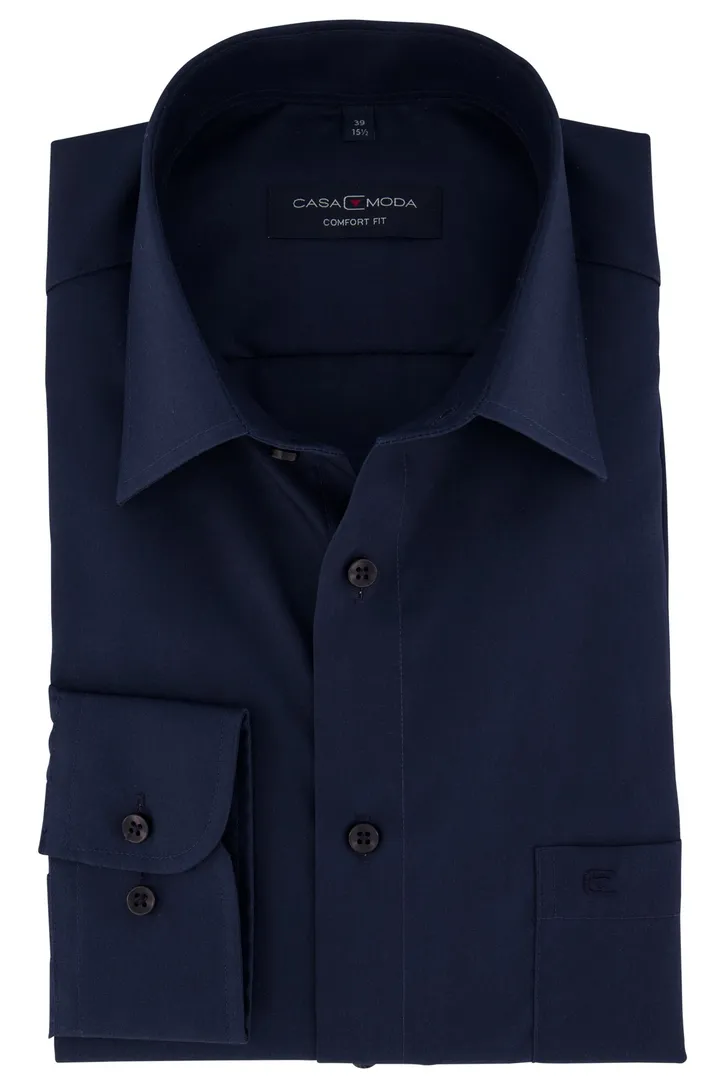 Casa Moda overhemd navy Comfort Fit met borstzak