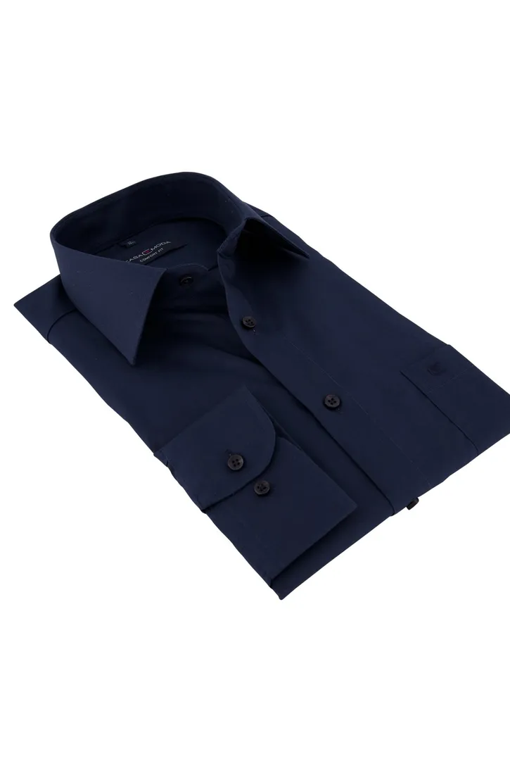 Casa Moda overhemd navy Comfort Fit met borstzak