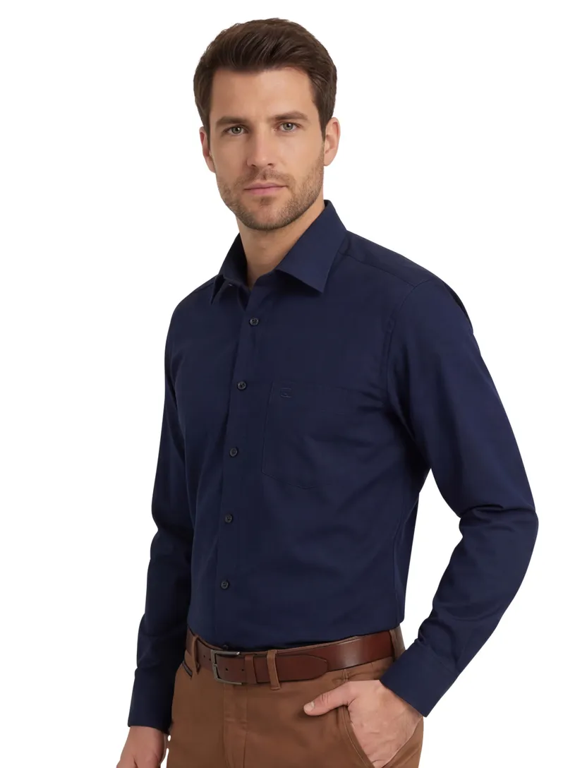 Casa Moda overhemd navy Comfort Fit met borstzak