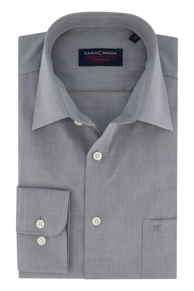 Casa Moda overhemd grijs uni Comfort Fit