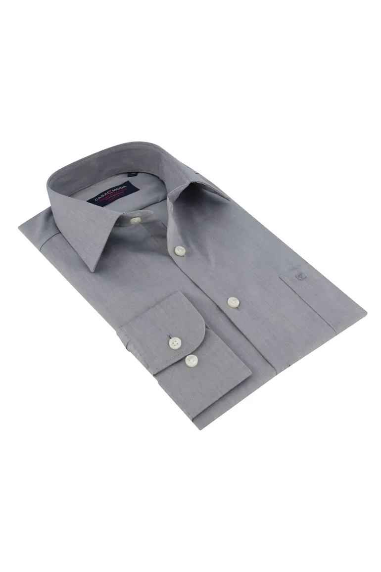 Casa Moda overhemd grijs uni Comfort Fit