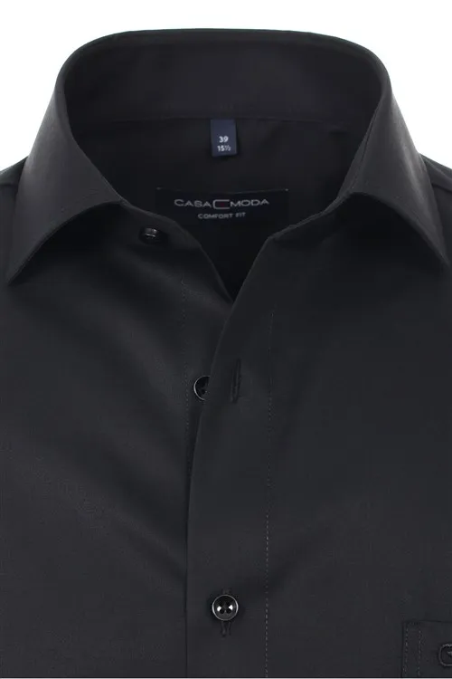 Casa Moda overhemd zwart katoen Comfort Fit