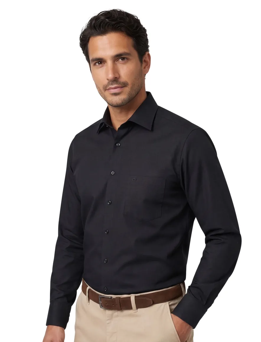 Casa Moda overhemd zwart katoen Comfort Fit