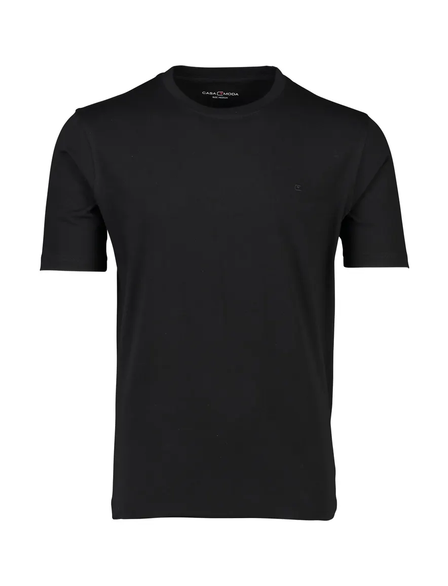 Casa Moda t-shirt zwart effen katoen