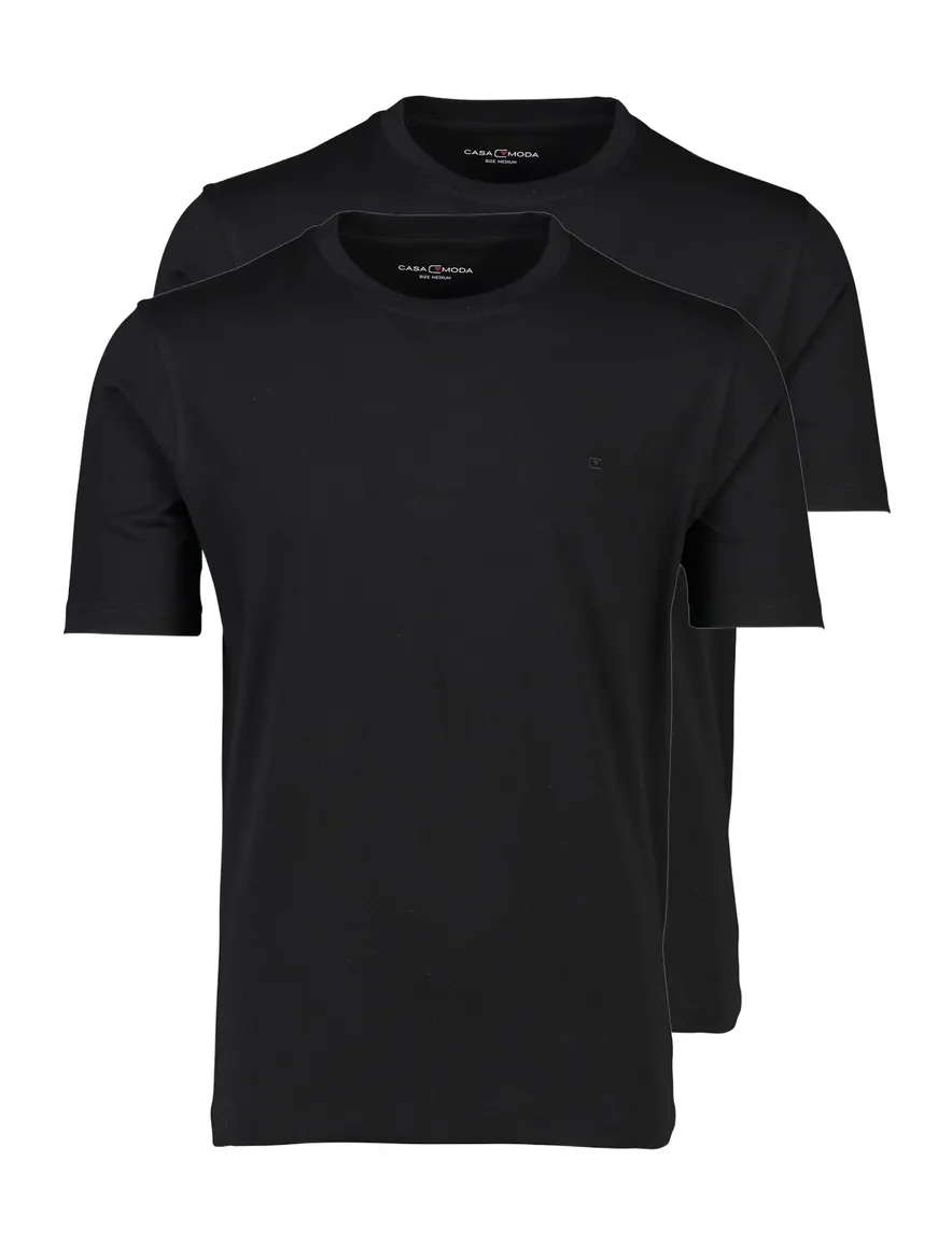 Casa Moda t-shirt zwart effen katoen