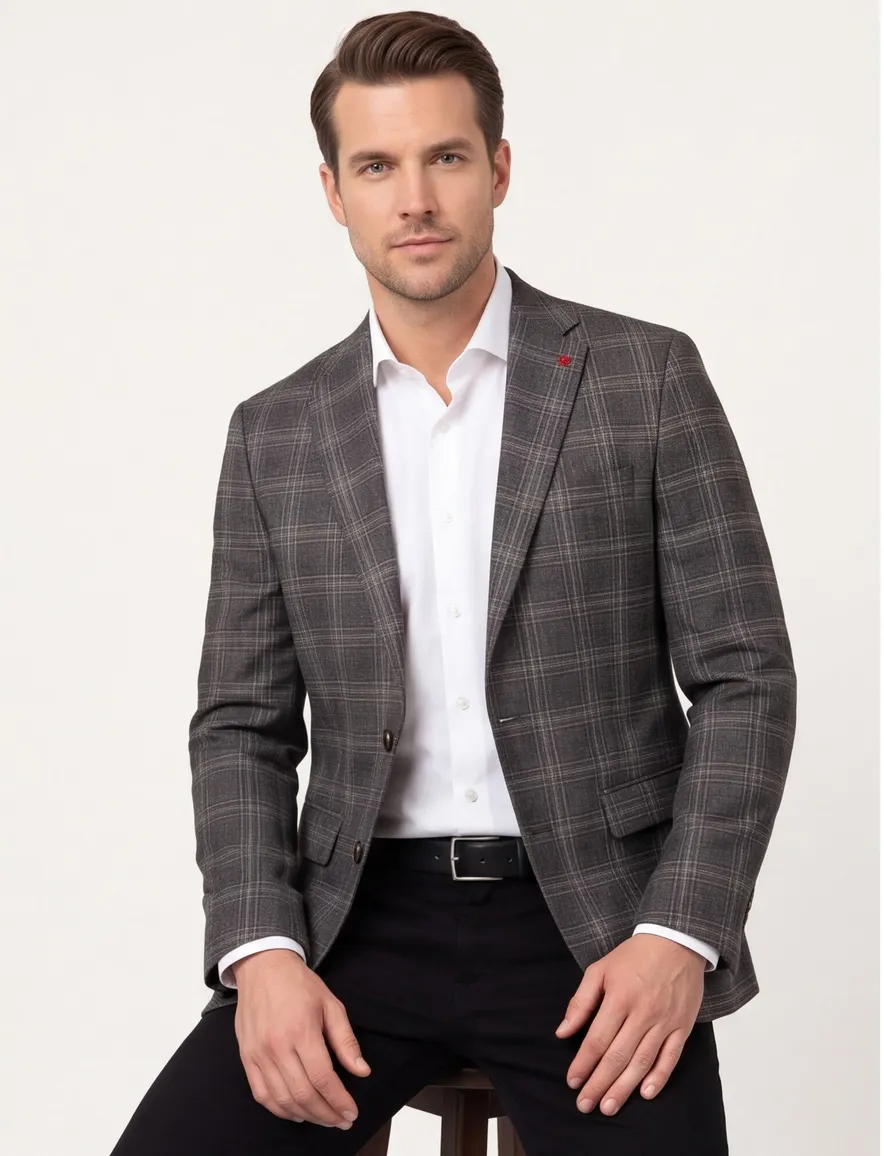 Roy Robson colbert Mix & Match grijs geruit