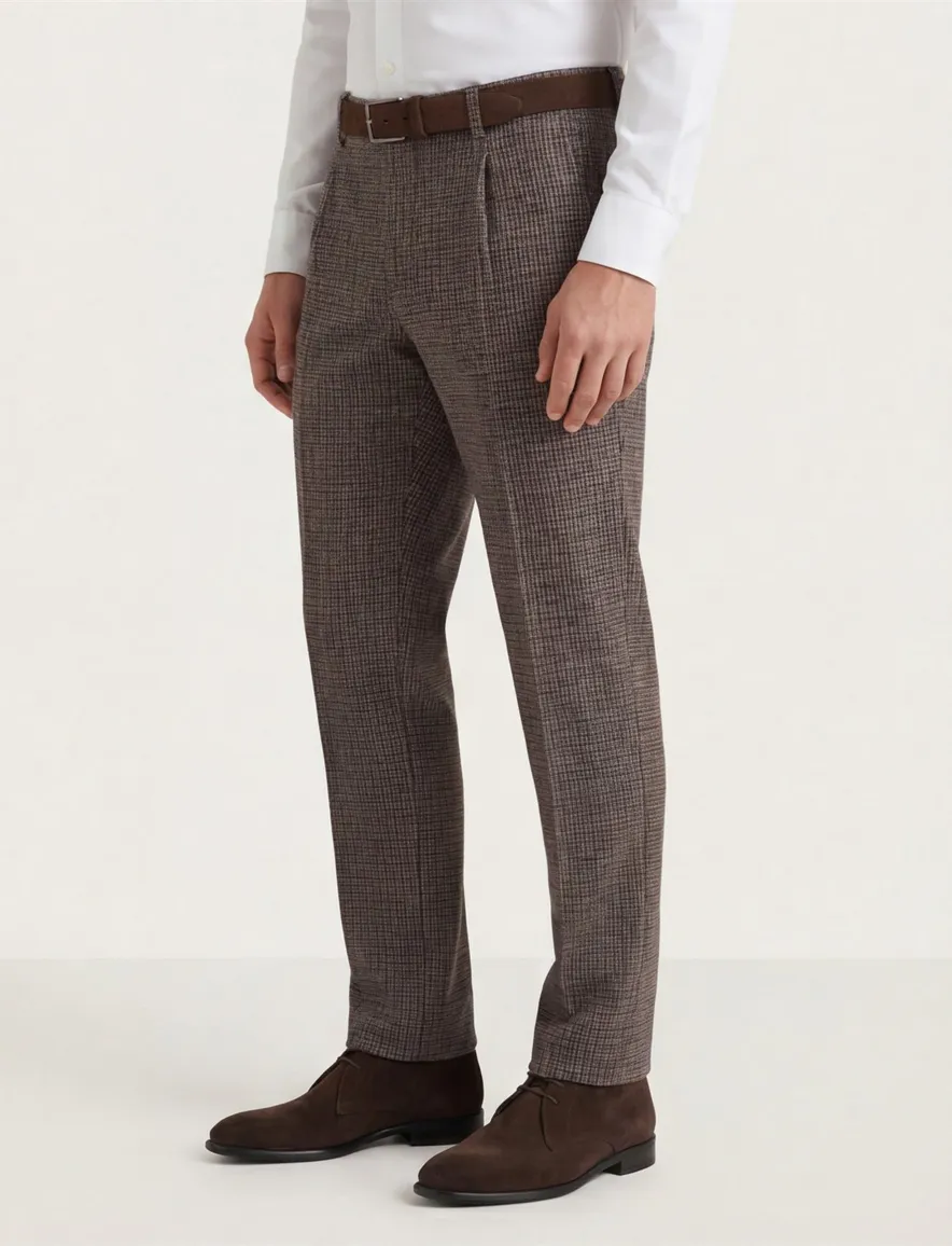 Chino bruin geruit Brax Paul