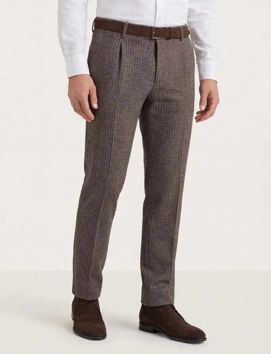 Chino bruin geruit Brax Paul