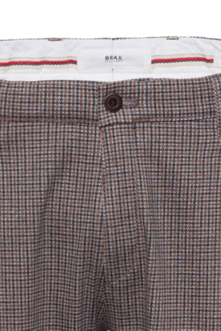 Chino bruin geruit Brax Paul