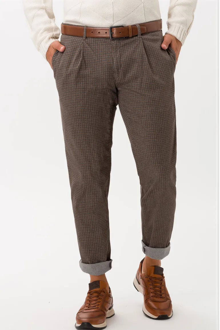 Chino bruin geruit Brax Paul