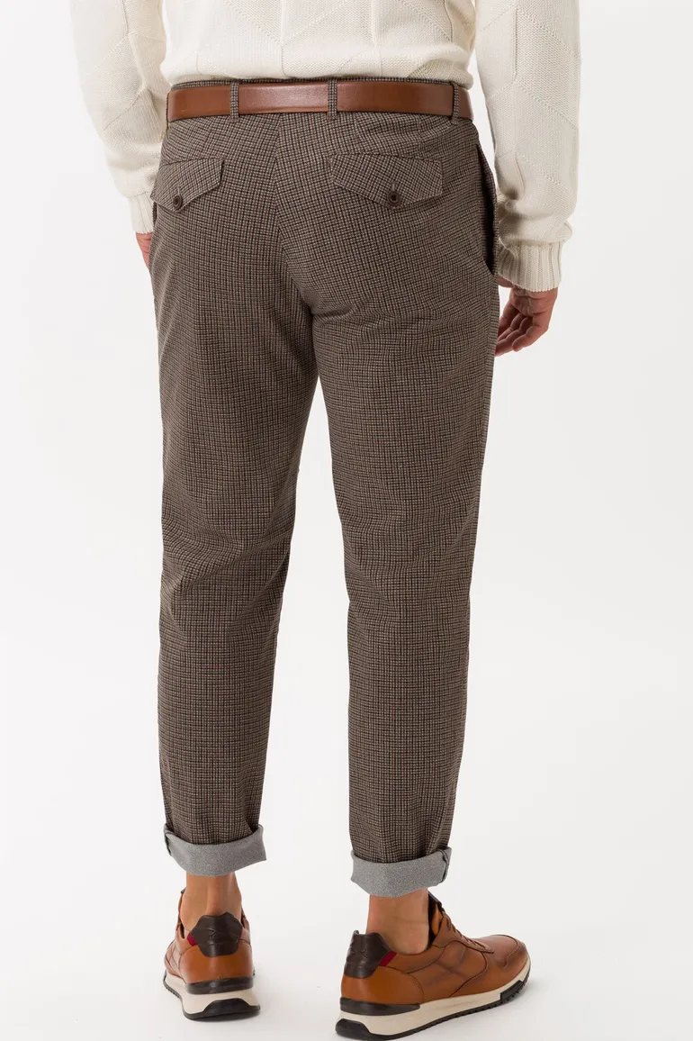 Chino bruin geruit Brax Paul