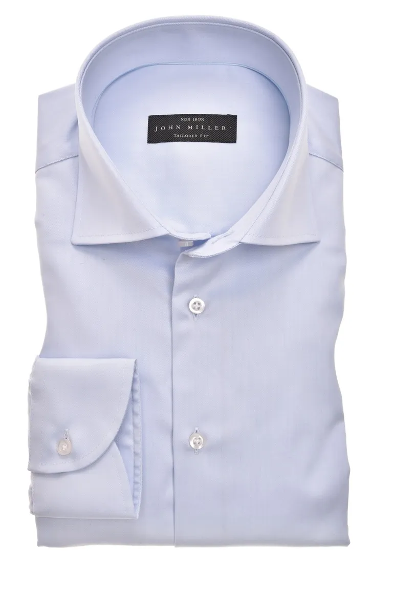 John Miller tailored fit overhemd lichtblauw effen