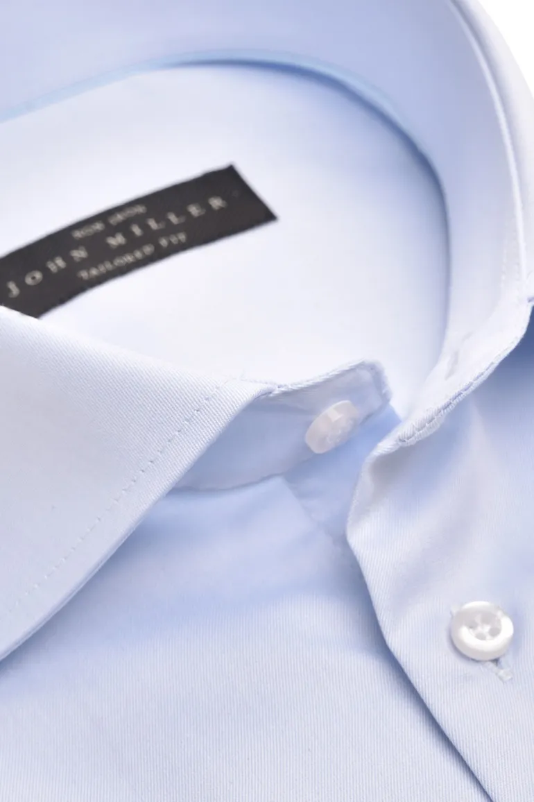John Miller tailored fit overhemd lichtblauw effen