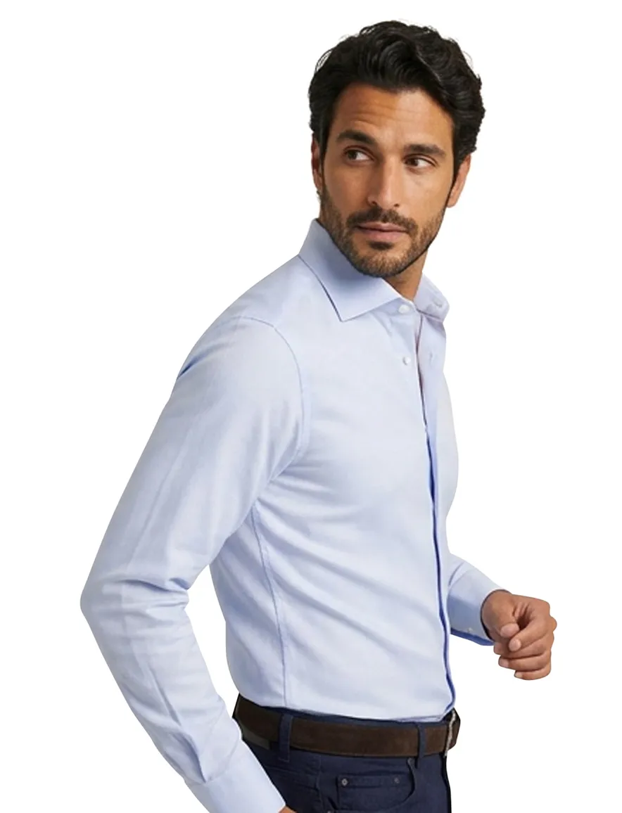 John Miller tailored fit overhemd lichtblauw effen