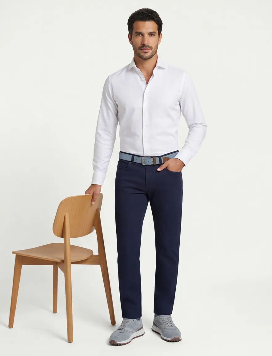 John Miller wit overhemd Tailored Fit anti kreuk