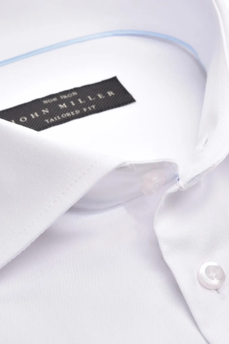 Overhemd John Miller Tailored Fit wit strijkvrij