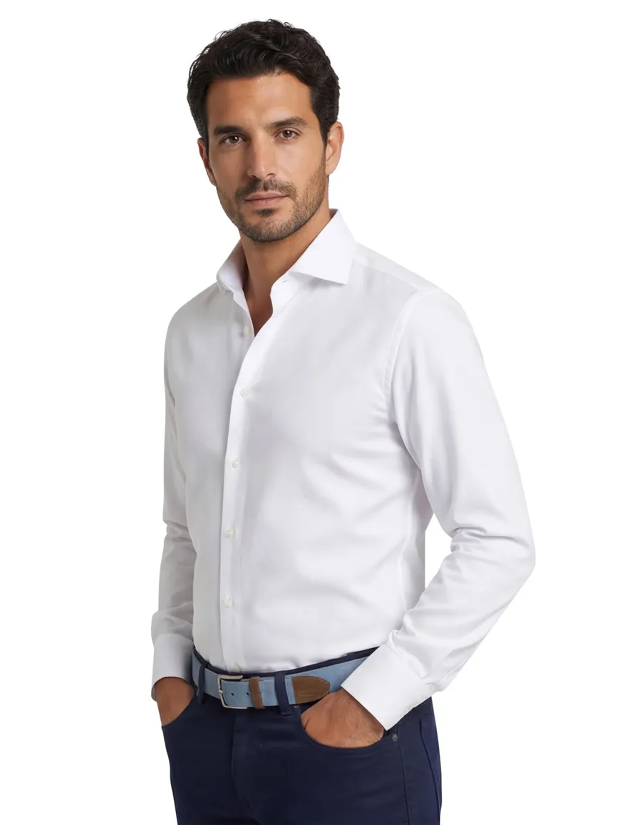John Miller wit overhemd Tailored Fit anti kreuk