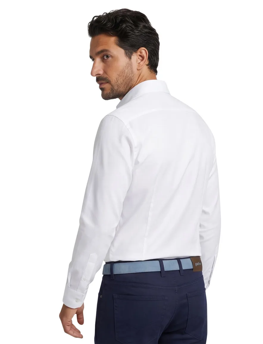 John Miller wit overhemd Tailored Fit anti kreuk