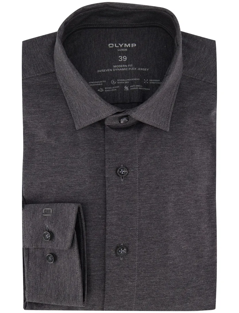 Olymp overhemd grijs Modern Fit semi-wide collar