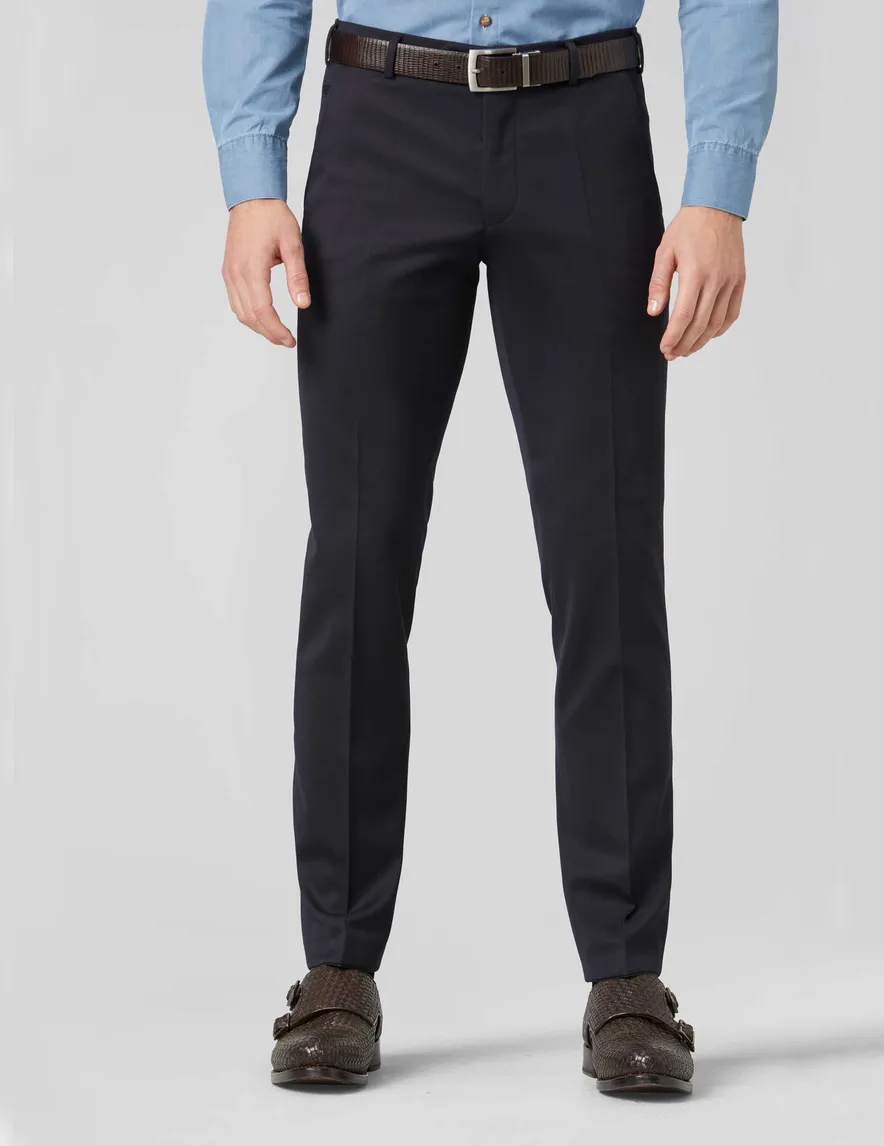 Meyer broek Bonn donkerblauw effen wol