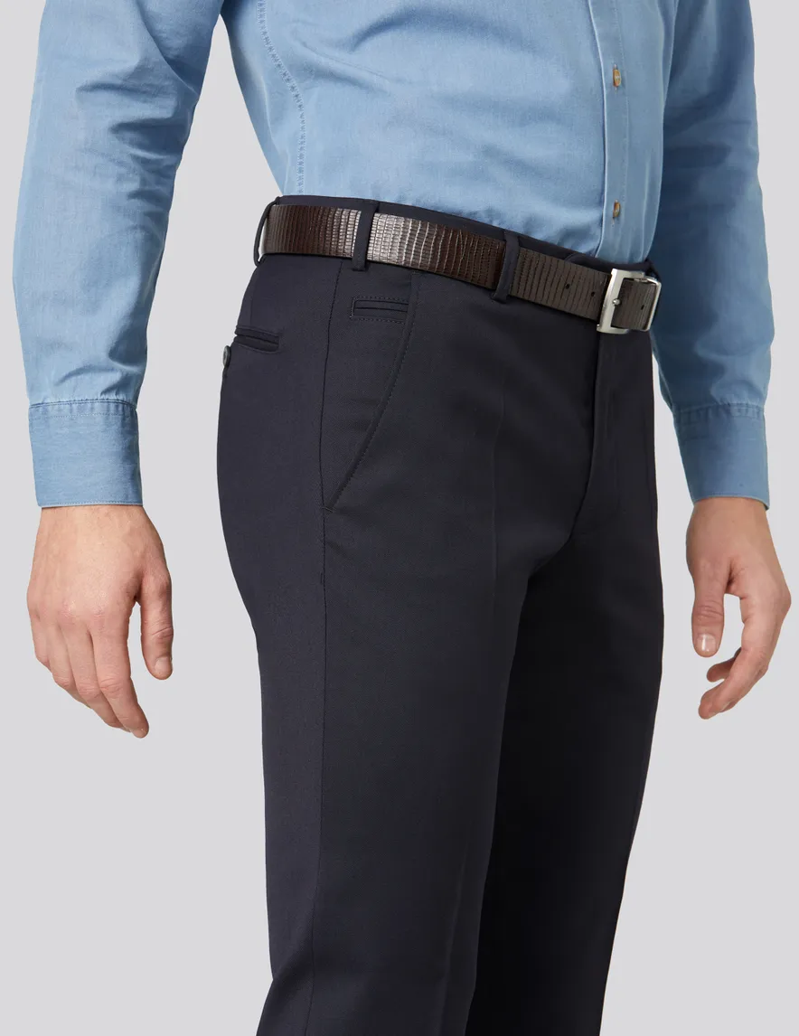 Meyer broek Bonn donkerblauw effen wol
