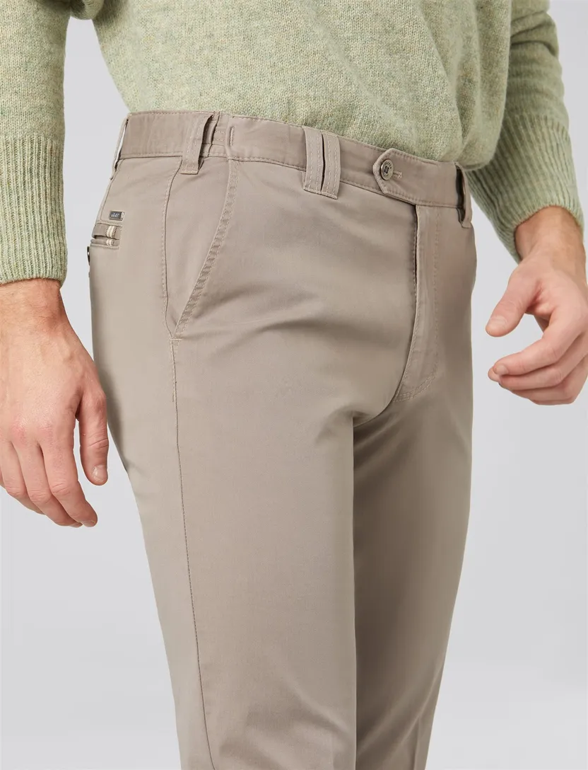 katoenen broek Meyer bruin effen