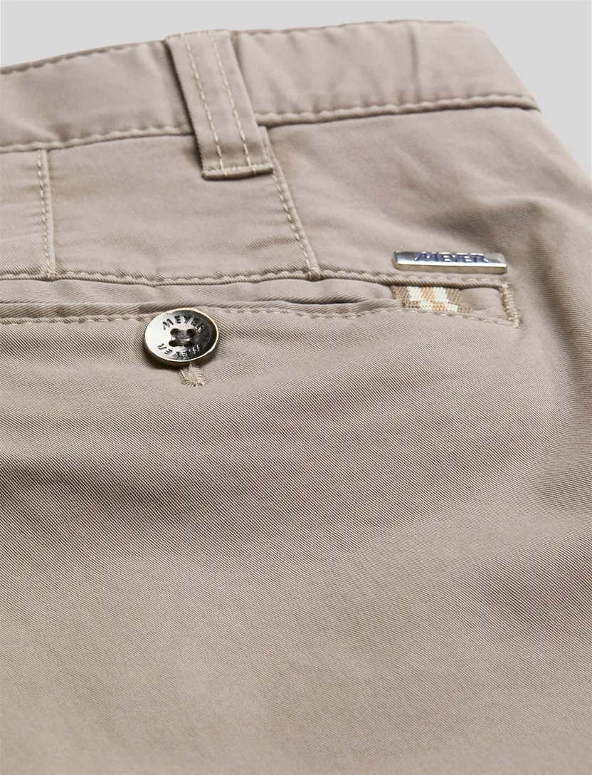 katoenen broek Meyer bruin effen