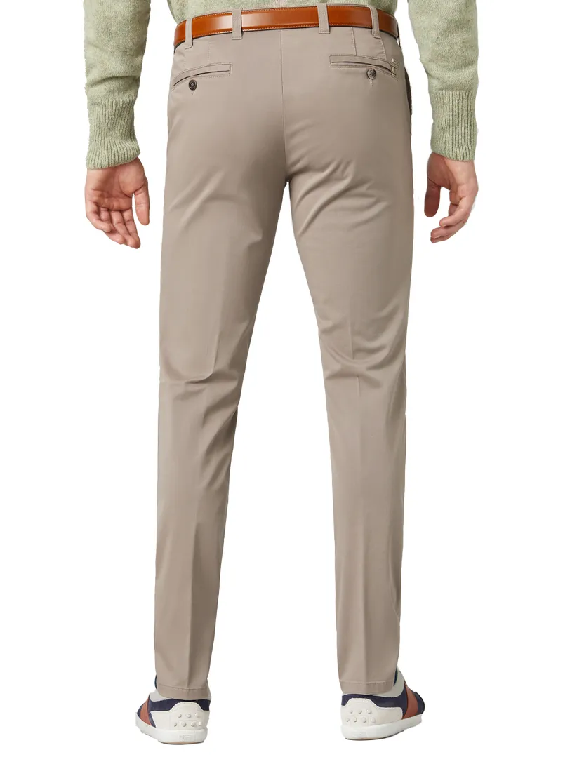 katoenen broek Meyer bruin effen