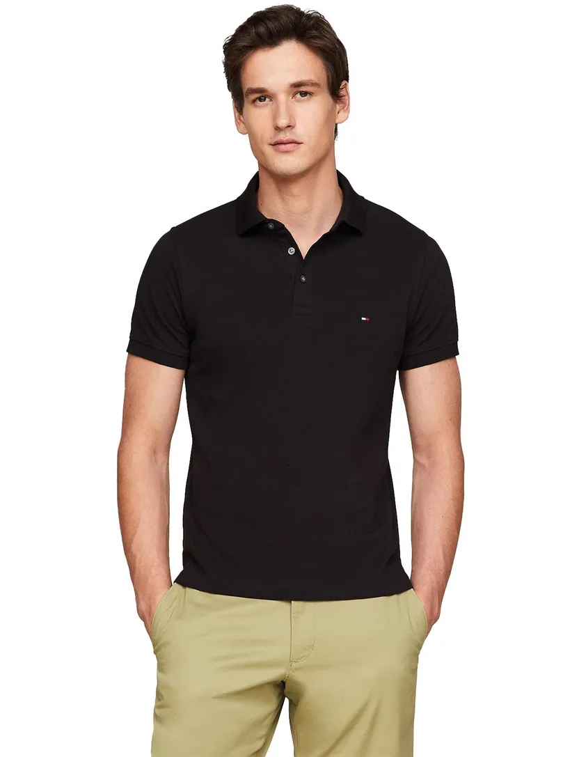 Poloshirt Tommy Hilfiger zwart Slim Fit