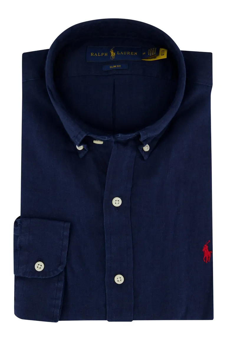 Ralph Lauren overhemd donkerblauw Slim Fit