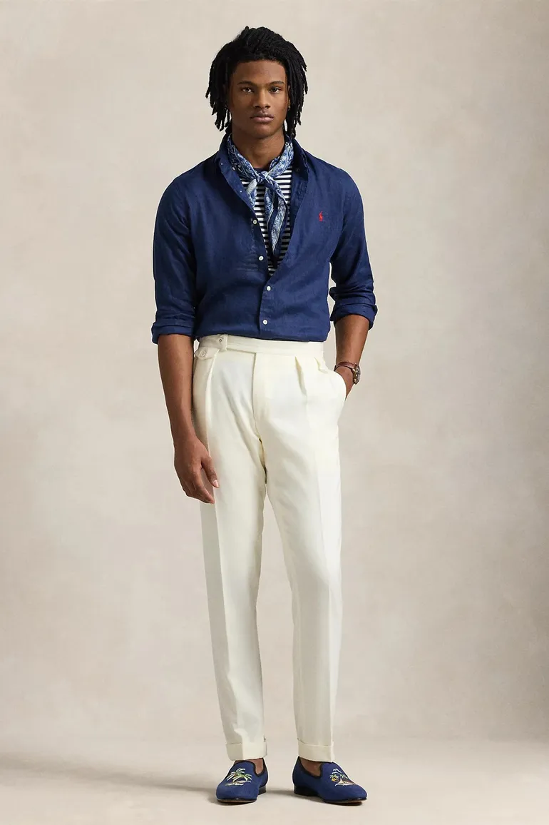 Ralph Lauren overhemd donkerblauw Slim Fit