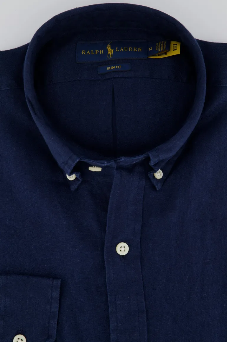 Ralph Lauren overhemd donkerblauw Slim Fit