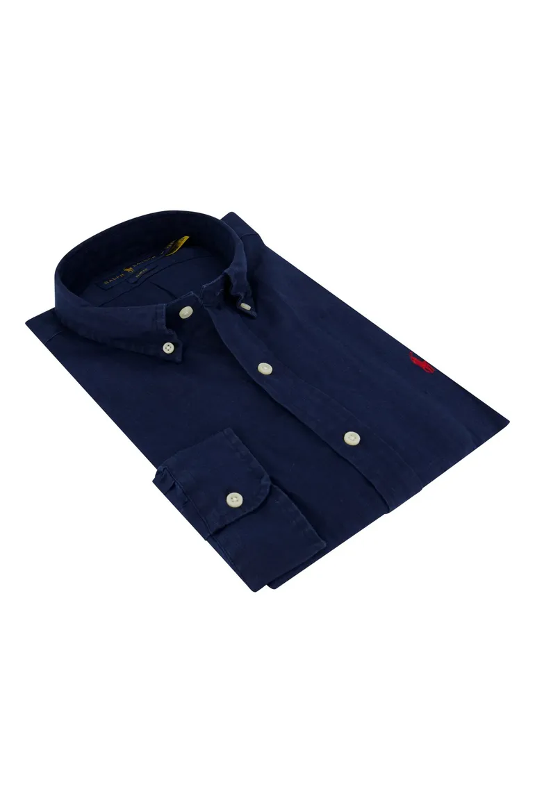 Ralph Lauren overhemd donkerblauw Slim Fit