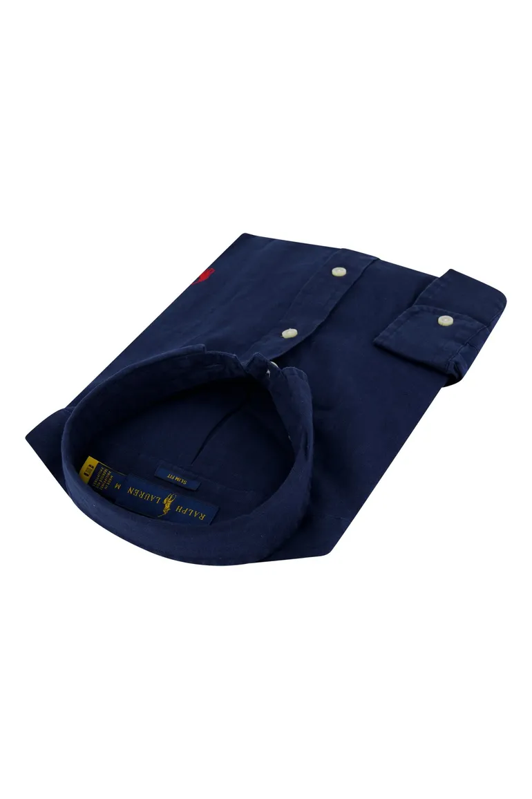 Ralph Lauren overhemd donkerblauw Slim Fit