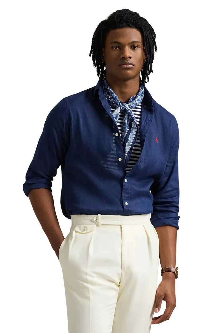 Ralph Lauren overhemd donkerblauw Slim Fit