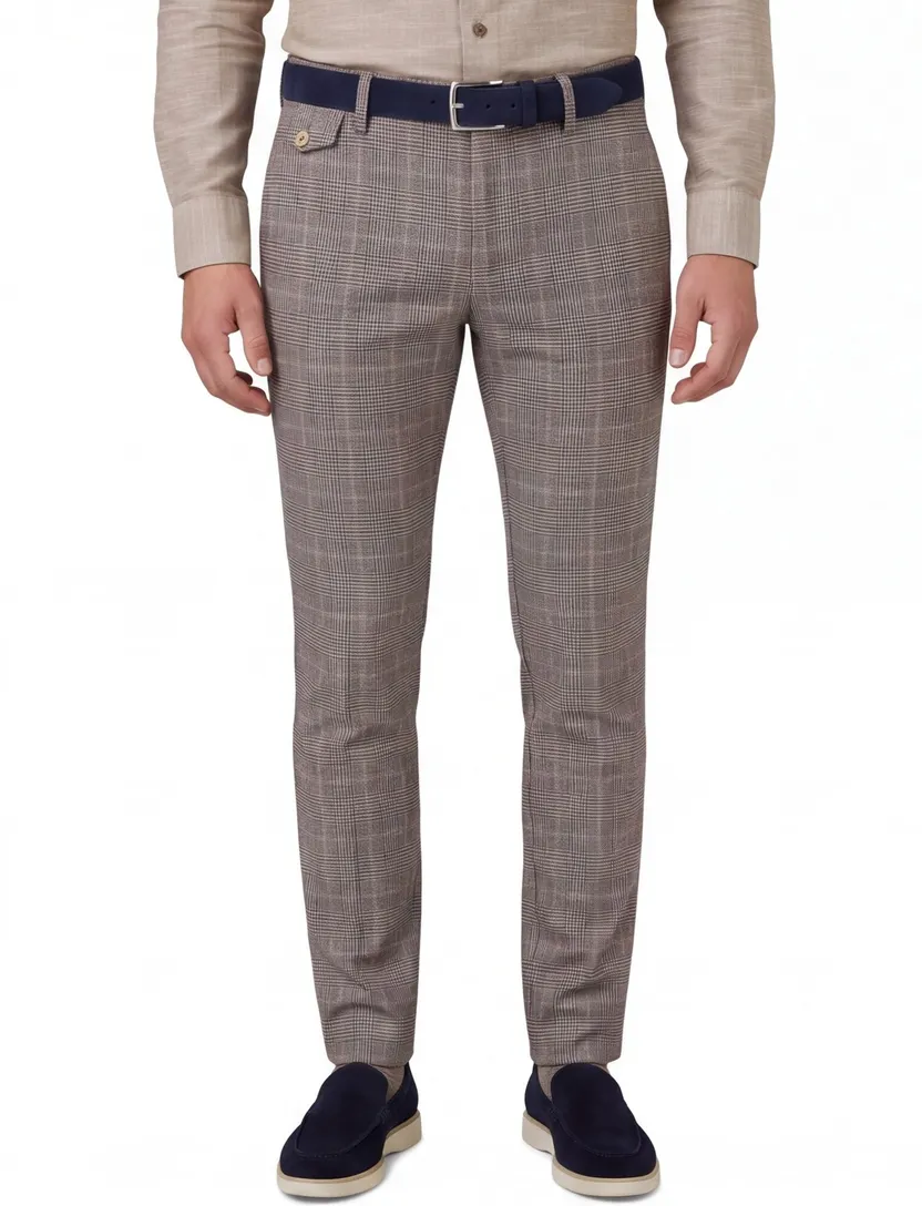 Bruine geruit Alberto broek