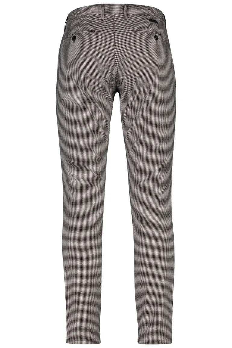 Broek Alberto ruitje bruin chino